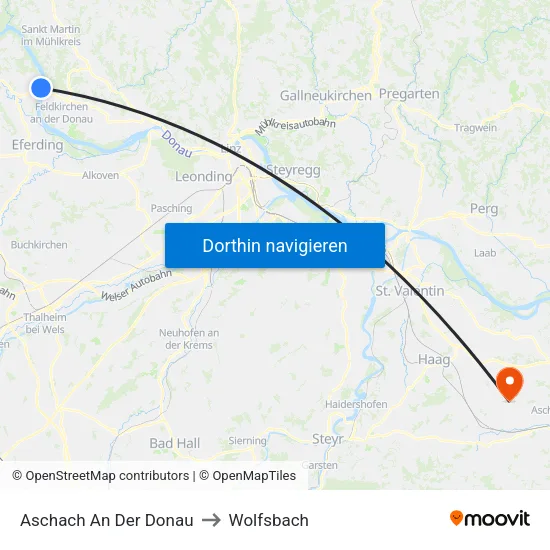 Aschach An Der Donau to Wolfsbach map