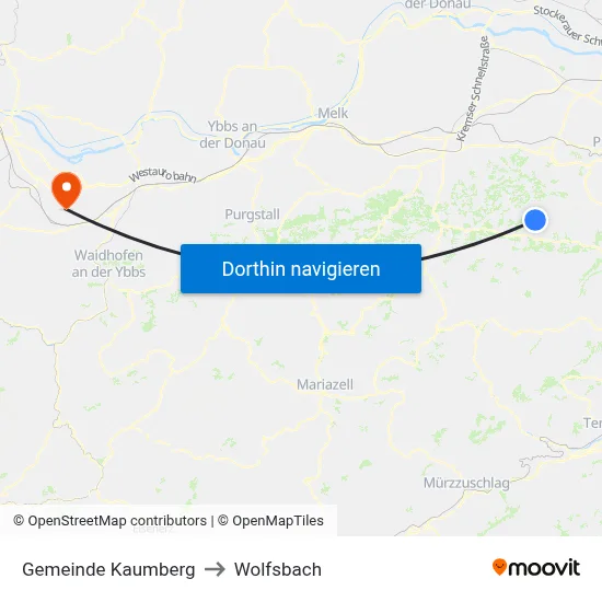 Gemeinde Kaumberg to Wolfsbach map