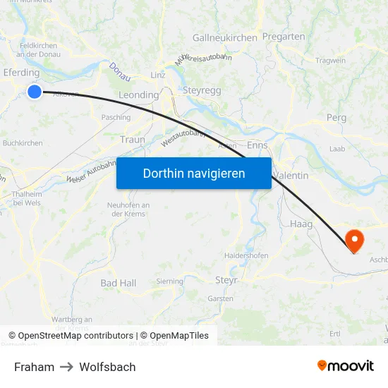 Fraham to Wolfsbach map
