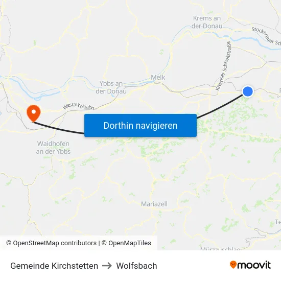 Gemeinde Kirchstetten to Wolfsbach map