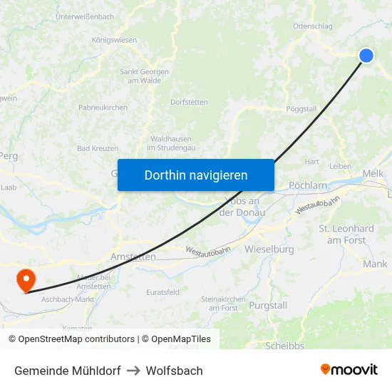 Gemeinde Mühldorf to Wolfsbach map