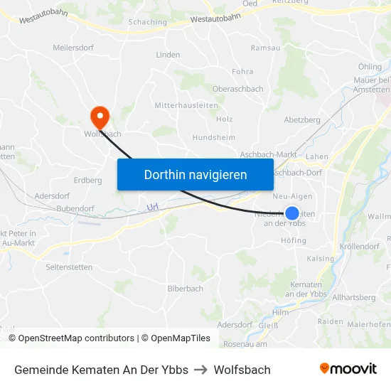 Gemeinde Kematen An Der Ybbs to Wolfsbach map