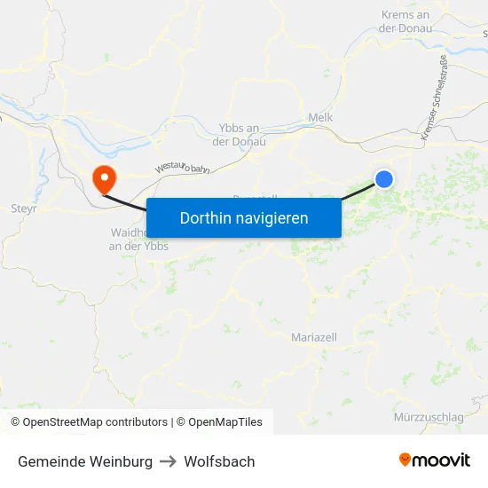 Gemeinde Weinburg to Wolfsbach map