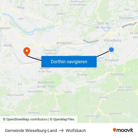 Gemeinde Wieselburg-Land to Wolfsbach map