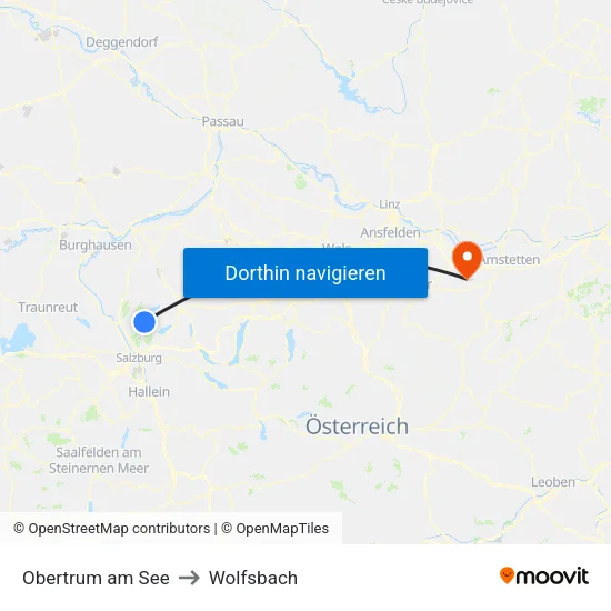 Obertrum am See to Wolfsbach map