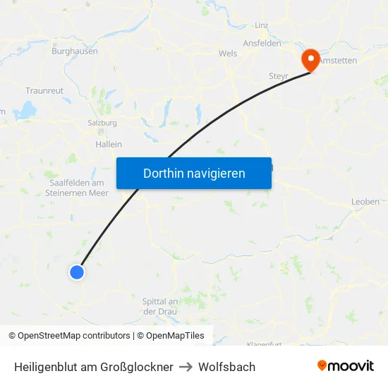 Heiligenblut am Großglockner to Wolfsbach map