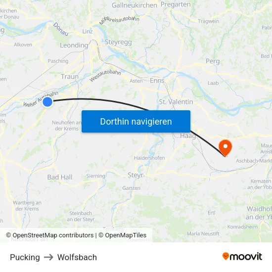 Pucking to Wolfsbach map