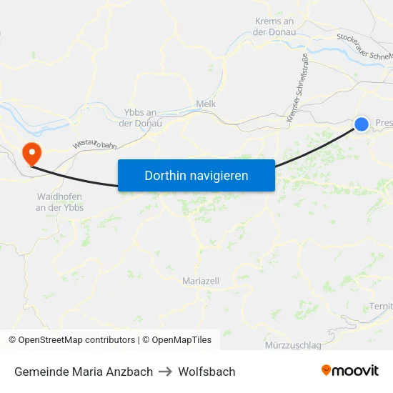 Gemeinde Maria Anzbach to Wolfsbach map