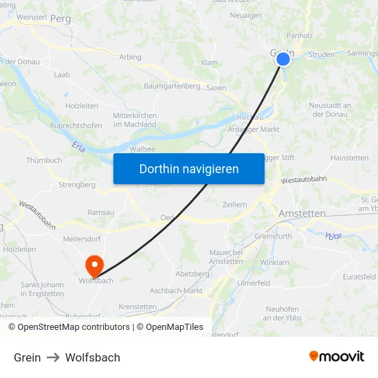 Grein to Wolfsbach map