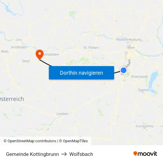Gemeinde Kottingbrunn to Wolfsbach map