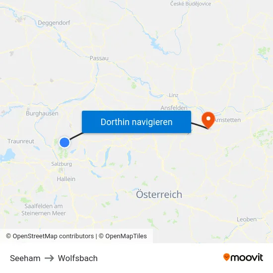 Seeham to Wolfsbach map