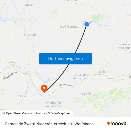 Gemeinde Zwettl-Niederösterreich to Wolfsbach map