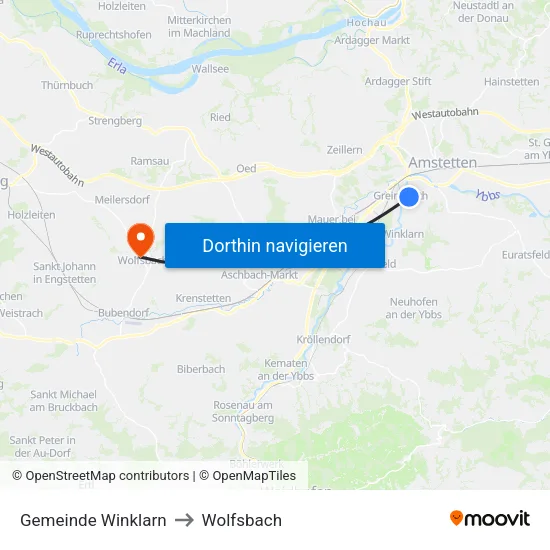 Gemeinde Winklarn to Wolfsbach map