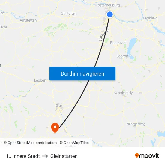 1., Innere Stadt to Gleinstätten map