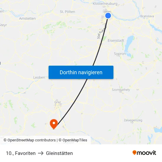 10., Favoriten to Gleinstätten map