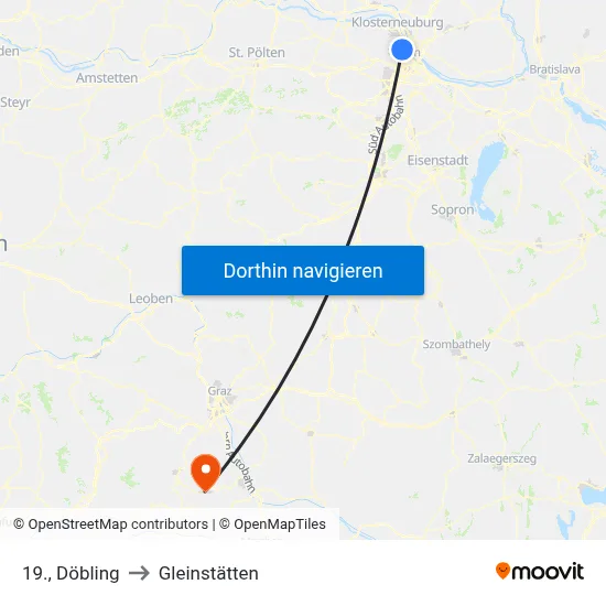 19., Döbling to Gleinstätten map