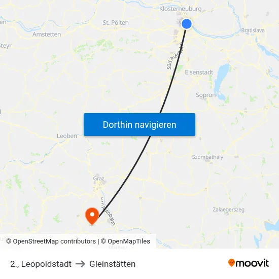 2., Leopoldstadt to Gleinstätten map