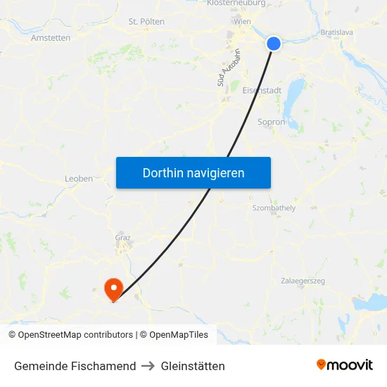 Gemeinde Fischamend to Gleinstätten map