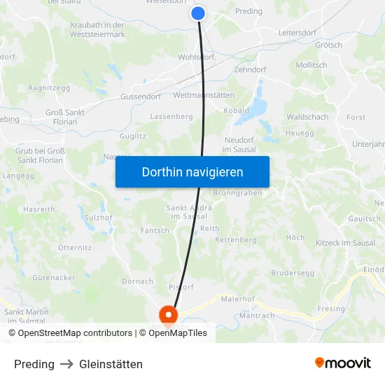 Preding to Gleinstätten map