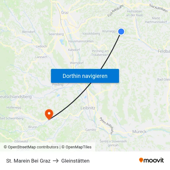 St. Marein Bei Graz to Gleinstätten map