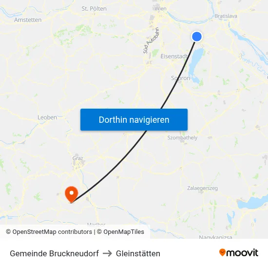 Gemeinde Bruckneudorf to Gleinstätten map