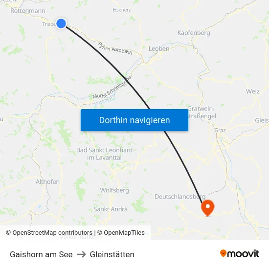 Gaishorn am See to Gleinstätten map