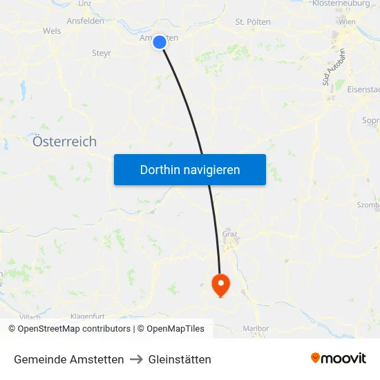Gemeinde Amstetten to Gleinstätten map