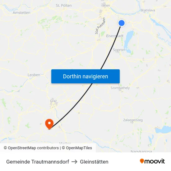 Gemeinde Trautmannsdorf to Gleinstätten map
