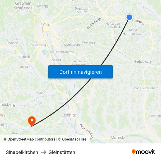 Sinabelkirchen to Gleinstätten map