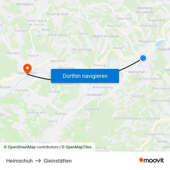 Heimschuh to Gleinstätten map