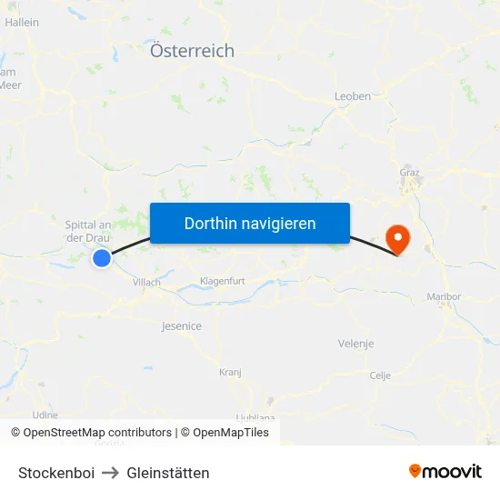 Stockenboi to Gleinstätten map