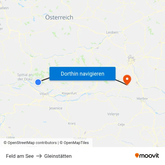 Feld am See to Gleinstätten map