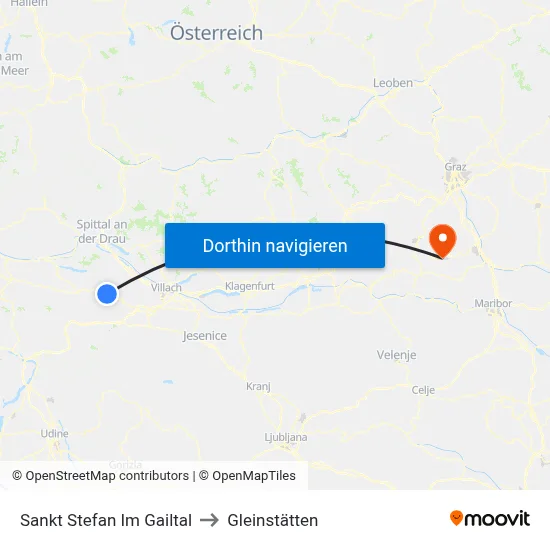 Sankt Stefan Im Gailtal to Gleinstätten map