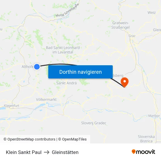 Klein Sankt Paul to Gleinstätten map