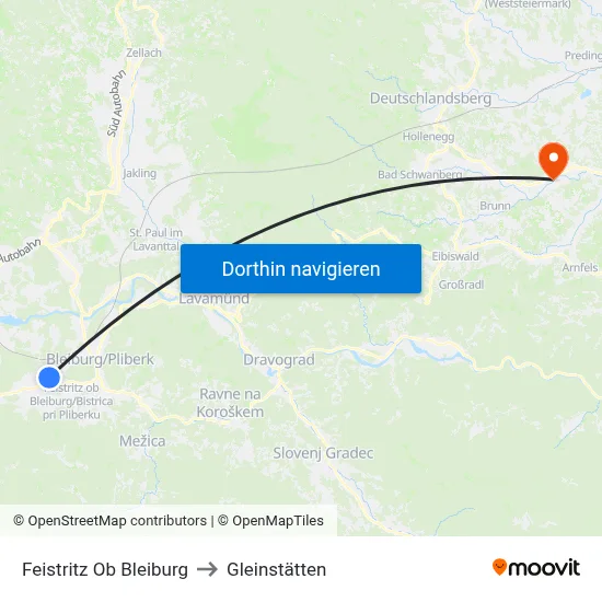 Feistritz Ob Bleiburg to Gleinstätten map