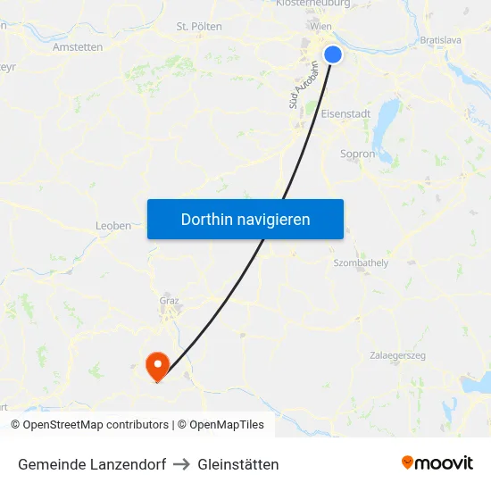 Gemeinde Lanzendorf to Gleinstätten map