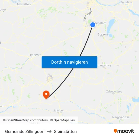 Gemeinde Zillingdorf to Gleinstätten map
