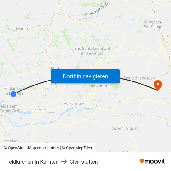 Feldkirchen In Kärnten to Gleinstätten map