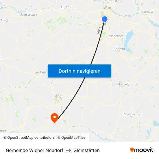 Gemeinde Wiener Neudorf to Gleinstätten map
