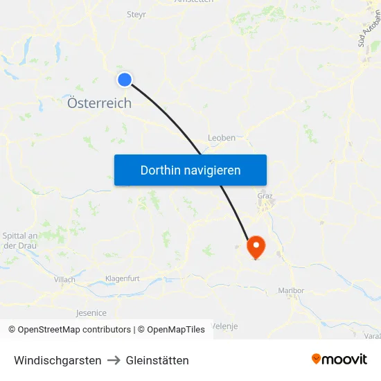 Windischgarsten to Gleinstätten map