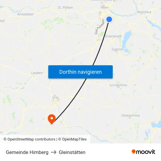 Gemeinde Himberg to Gleinstätten map