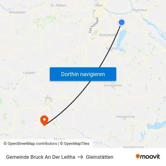Gemeinde Bruck An Der Leitha to Gleinstätten map