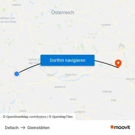 Dellach to Gleinstätten map