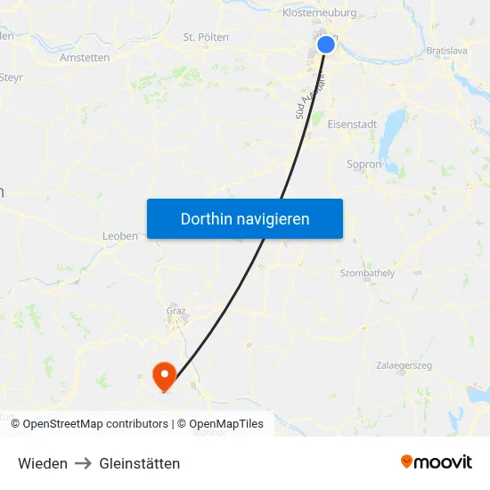 Wieden to Gleinstätten map