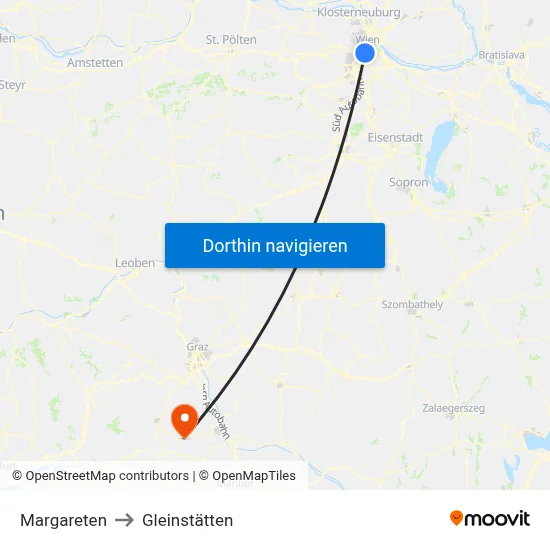 Margareten to Gleinstätten map