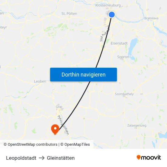 Leopoldstadt to Gleinstätten map
