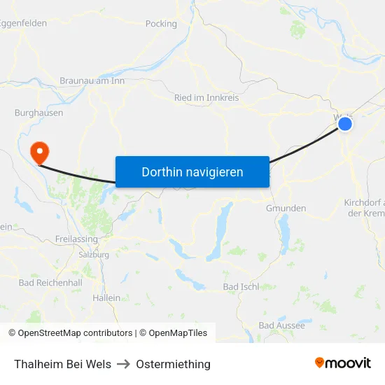 Thalheim Bei Wels to Ostermiething map