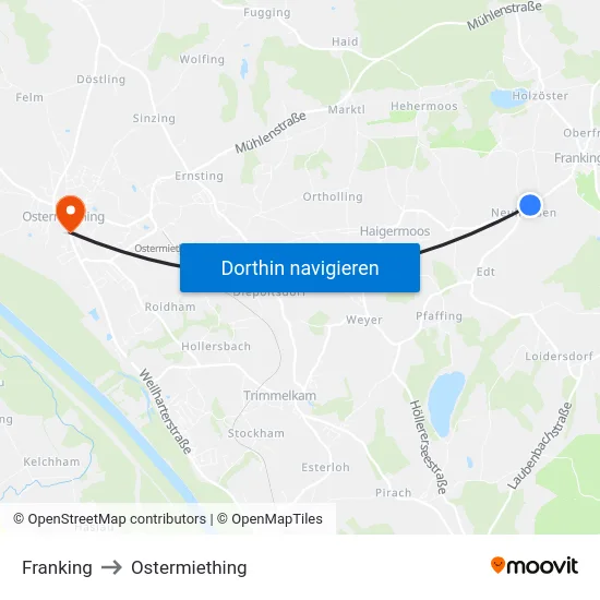 Franking to Ostermiething map