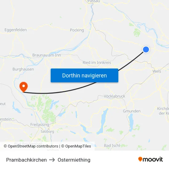 Prambachkirchen to Ostermiething map