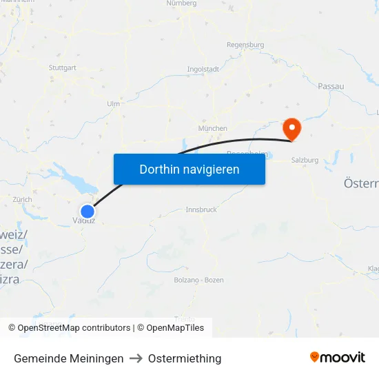 Gemeinde Meiningen to Ostermiething map